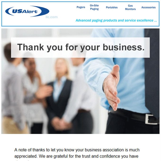 USAlert Thank You For Your Businees Campaign