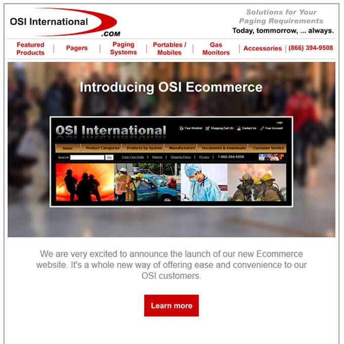 New OSI International ASP.NET Ecommerce Website