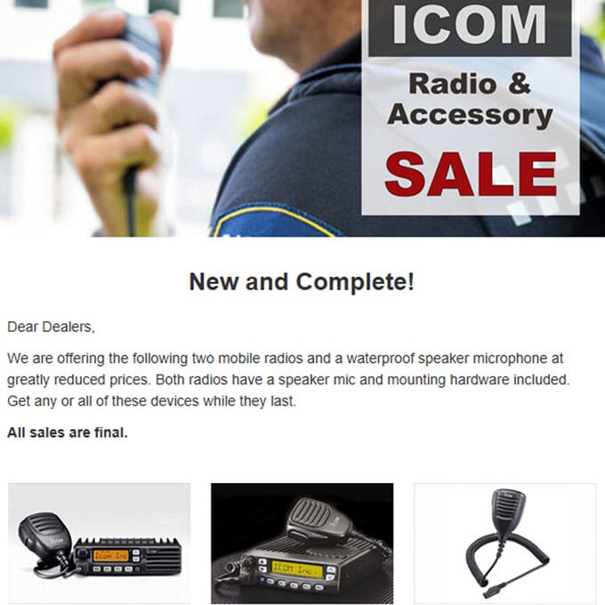 USAlert Sale of ICOM Products